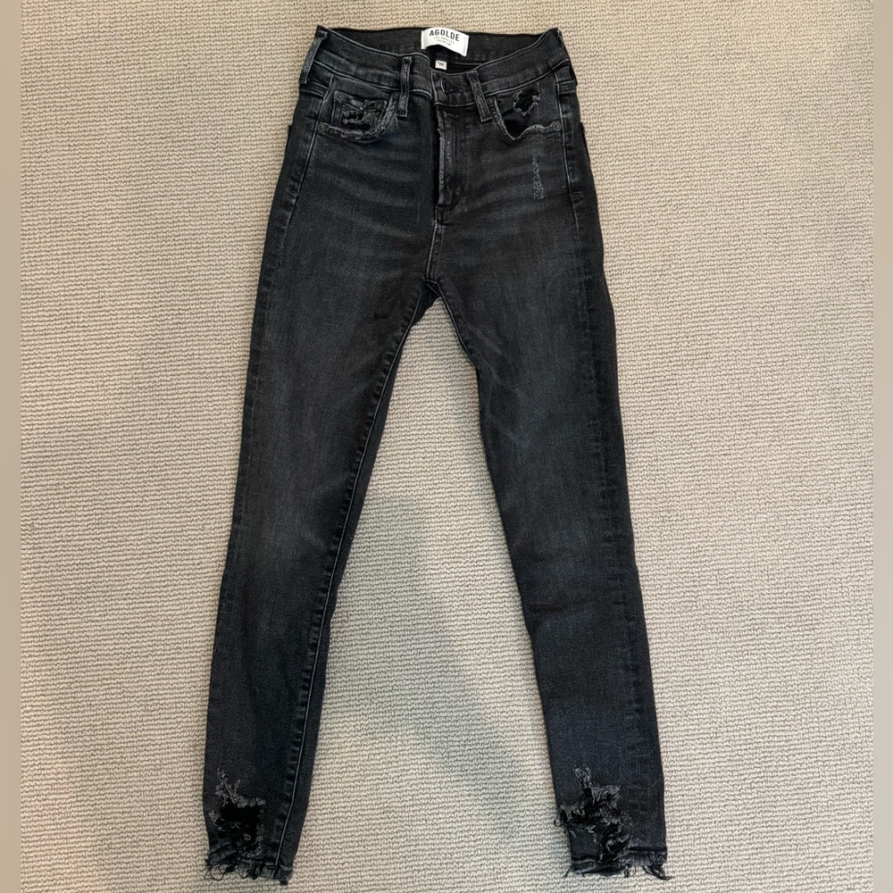 Agolde Black Distressed Skinny Jeans